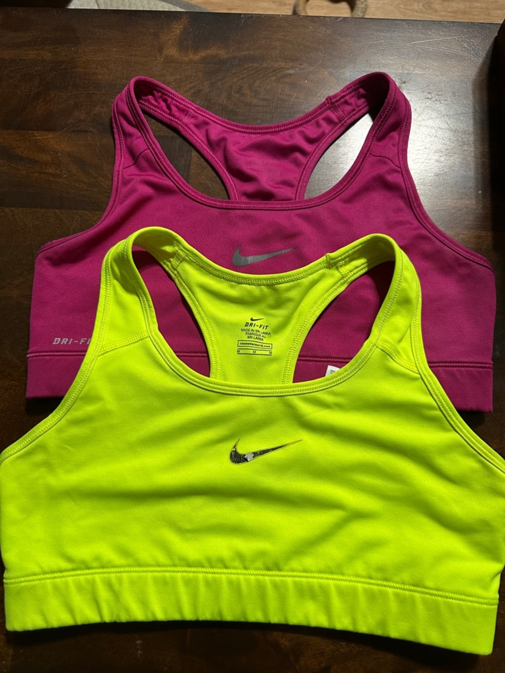 Nike Dri-FIT Racerback Sports Bras - Neon Yellow & Magenta